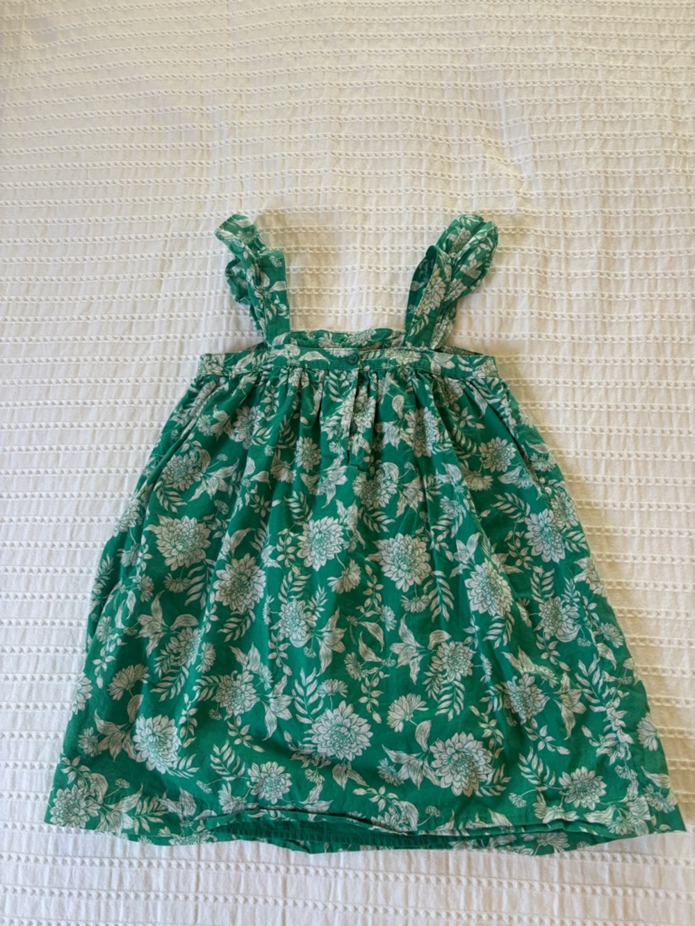 Janie and Jack Adorable Green Floral Sundress with White Print Size 6